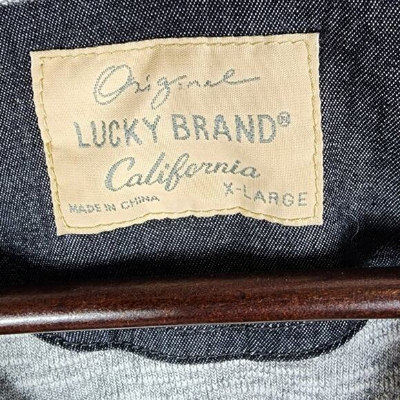 Lucky Brand Pullover Men XL Twisted-Slub Henley Shirt Heathered Grey 3 Button - Picture 4 of 8